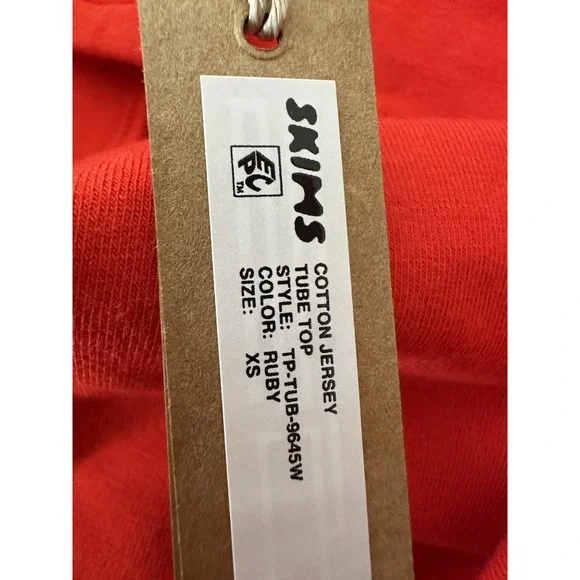 New Skims Cotton Jersey Tube Top Women's XS Ruby Stretch Strapless Comfy - Picture 4 of 10